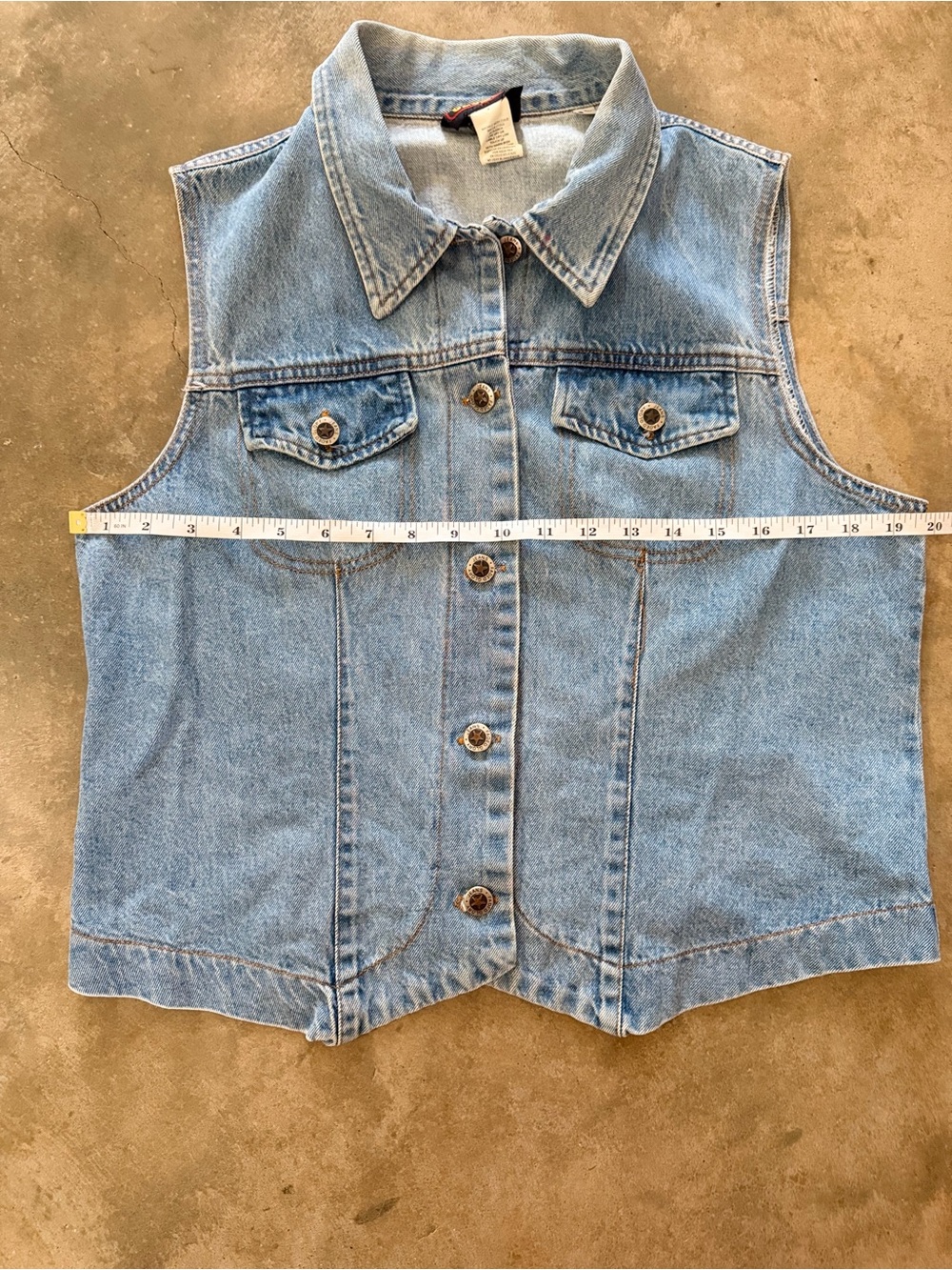Vintage Faded Glory L Denim Vest Cotton Fall Family Photos Game Day Fit Tailgate - Picture 4 of 8